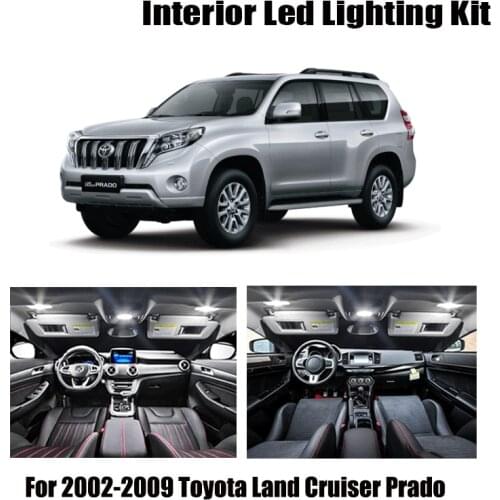 No Error White Canbus LED Interior Map Dome Light Kit For Toyota Land Cruiser Prado 120 J12 2002-2009 License Plate Lamp