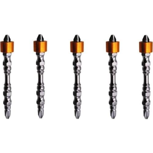 5pcs PH2 Hardness 65mm Double Cross Head Magnetic Electric Screwdriver Bit Phillips Screw Driver With Ring