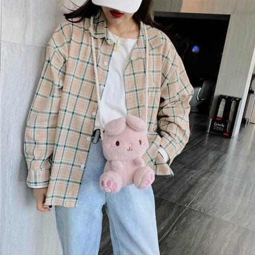 Bunny Plush Bag Cartoon Cute Single Shoulder Diagonal Mini Shoulder Bag Fashion Trend Mobile Coin Purse Small Bag