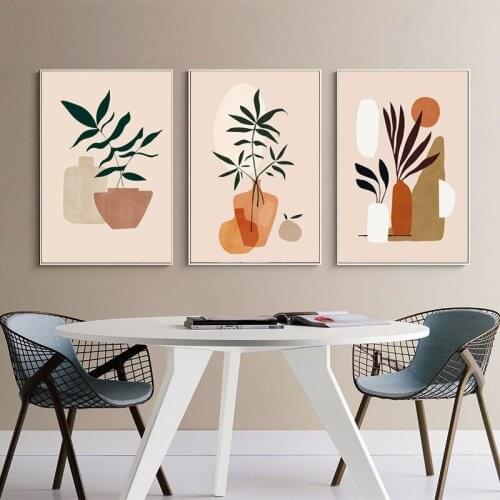 Boho Abstract Plants leaves Poster Minimalist Nordic Style Vintage Print for Living Room Decor Wall Art Canvas Painting Pictures