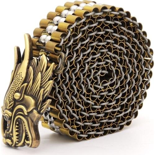 Luxury copper buckle dragon belt man designer stainless steel cosplay metal tiger waist chain belt for men