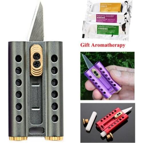 Mosquito Repellent EDC Mini Detachable Portable Paper Cutting Multi-function Blade Knives Brass Pocket Key Ring Folding Knife G