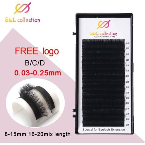 12rows/case 0.03 thickness 8-20mm JBCD Curl Eyelashes Extension Lashes Individual soft eyelash extension False eyelash