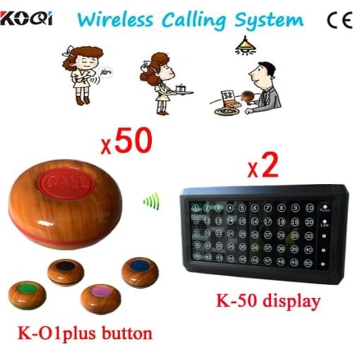 Calling System Coffee Tea Wireless Call Button On The Hotel Service Desk Bell ( 2pcs Receiver + 50pcs Call Button)