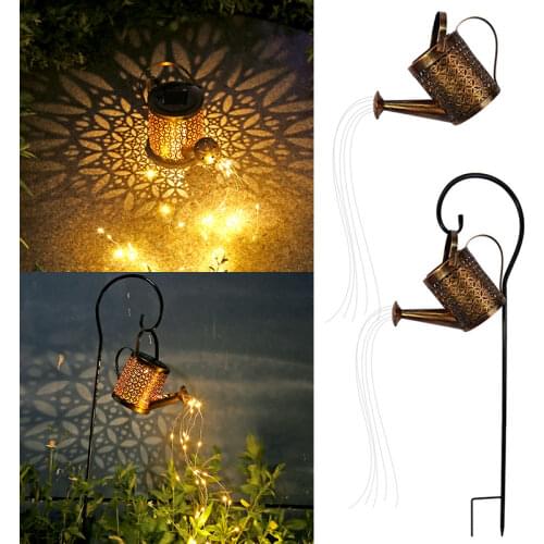 Solar LED Garden Watering Can Lamp with Lights String Fairy Garden Decoration Outdoor Gardening Ornaments Yard Decorative Lamp