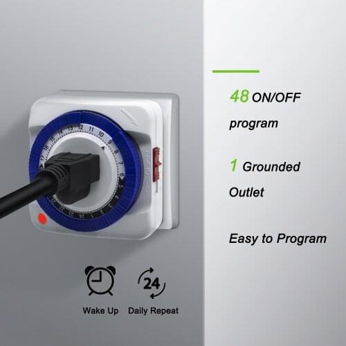 White square 24-hour timer, portable plug timer, indoor light / mobile phone / TV / electric blanket / fish tank, 220V EU plug