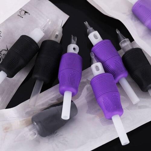 20PCS 25MM Premade Sterilized Disposable Tattoo Grip Tube Supply 3/5/7/9/11/13/15R Size Tattoo Machine Grip Purple
