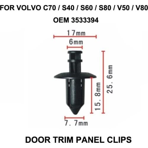 X10pcs For Volvo C70 / S40 / S60 / S80 / V50 / V80 OEM 07-14 XC90 Front Bumper Grille-Support Clip 3533394
