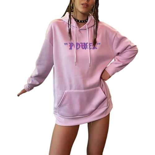Y2K Girls Loose Long Hoodie Spring Autumn Ladies Leisure Style Creative Letter Wing Printing Long Sleeve Hooded Tops