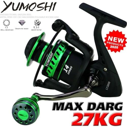 Yumoshi Green Big Trolling Matel Fishing Reel for Saltwater or Freshwater