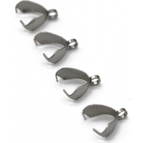 20pcs /lot Stainless Steel Bail Clasps Connectors 2.5*9mm/3.5*11mm/4*12/5*14mm Bale Pinch Clasps Bail Pendant Necklace Clasps