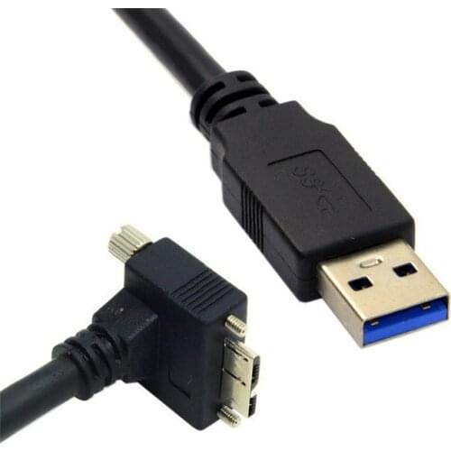 1.2m 90 Degree Up or Down Angled Micro USB3.0 Micro B with Screw Mount to USB3.0 Data Cable for Industrial Camera & hardisk