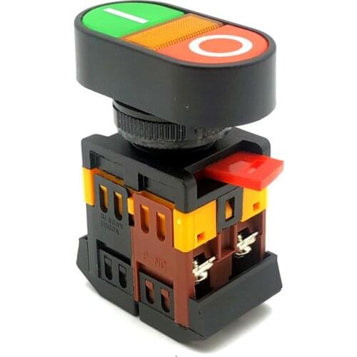 22mm/25mm 220V AC 1 no / NC 2 buttons on / off start stop APBB-22n instantaneous double button switch with lamp Home / industry