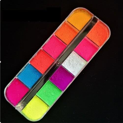 1pcs Makeup Fluorescent Eyeshadow Palette Yellow Red Neon Eye Shadow Pigment Cosmetics Charm Nail Art Decorations Powder Dust