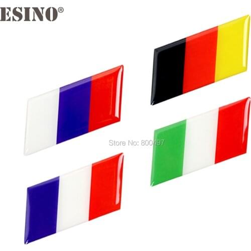 2 x New Design 3D Decorative Car Styling Glue Decals Badges France Germany Russia Italy Flags Car Styling Body Emblems Stickers