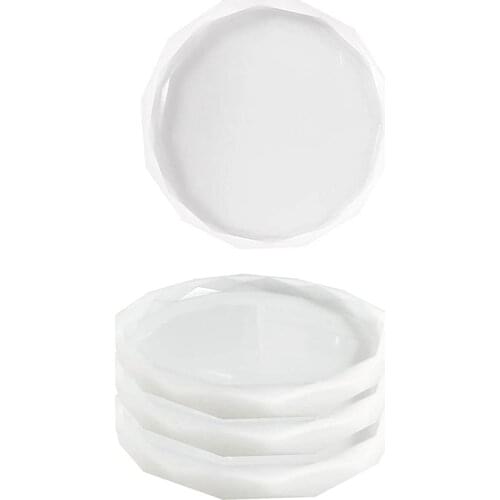 4Pack Coaster Molds for Resin Casting,Epoxy Resin Silicone Molds for Making Agate Slice Coasters,Cups Mats,Home Decor