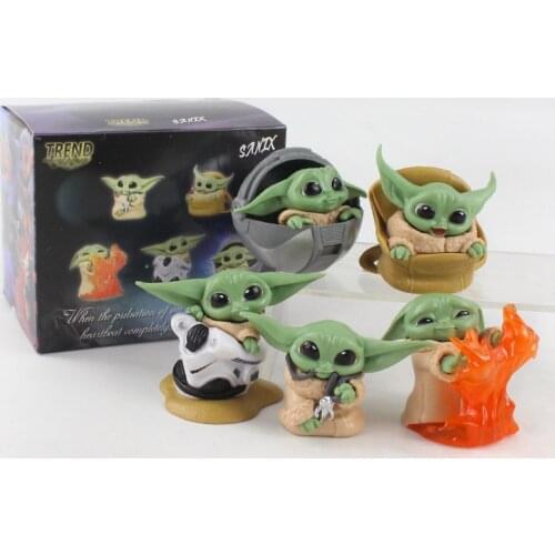 5-6cm 5pcs/Lot Disney Star Wars Baby Yoda PVC Action Figure Toys Yoda Doll Kids Christmas Gifts