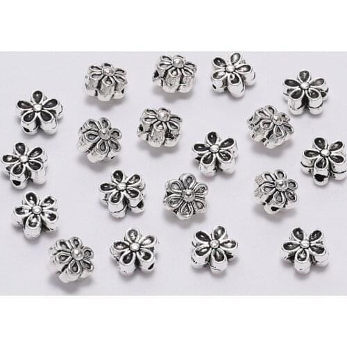 50PCs/bag 6mm Antique Flower charm Spacer Bead Metal Spacer Beads For Jewelry Making DIY Bracelet Necklace entretoise
