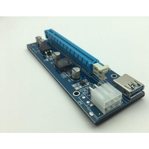 6Pcs 006C PCIe PCI-E PCI Express Riser Card 1x to 16x USB 3.0 Data Cable Adapter SATA to 4Pin IDE Molex 6 pin for Bitcoin Mining