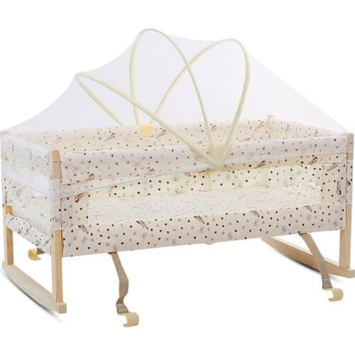 621 Dual Purpose Mounted Solid Wood Non-Paint Little Cradle Carrycot Newborns BB Newborns BB Bassinet with Mosquito Net