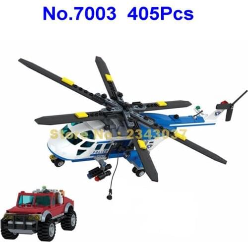 7003 405pcs Urban Police Swat Cop Helicopter Car 3 Building Block Toy
