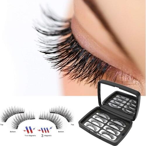8pcs False Eyelashes Plastic Cotton Stalk and Imported Fiber Extension Long False Eyelash Set with Mirror for Girls Thicker