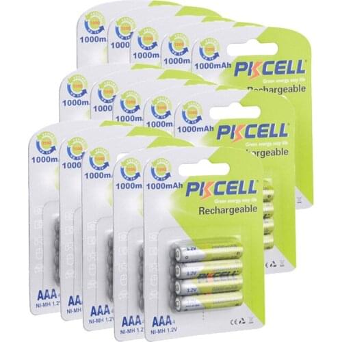 60Pcs/12card PKCELL rechargeable AAA Batteries 1000mAh 1.2V Ni-MH AAA Battery 3A nimh batteries aaa for Camera/Flashlight/Toy