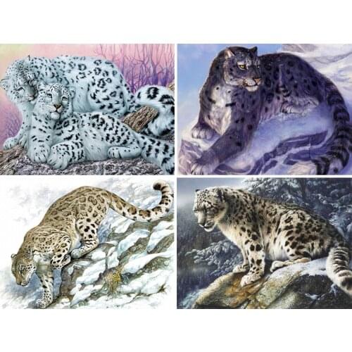 Diy 5D Diamond Painting Animals Leopard Kit Full Drill Square Embroidery Snow Mosaic Art Picture Of Rhinestones Home Decor Sale