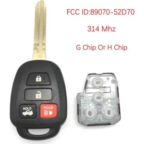 Datong World Car Remote Key For Toyota Camry Corolla PN 89070-52D70 B51TE 314 Mhz G Chip Or H Chip Auto Remote Control Key