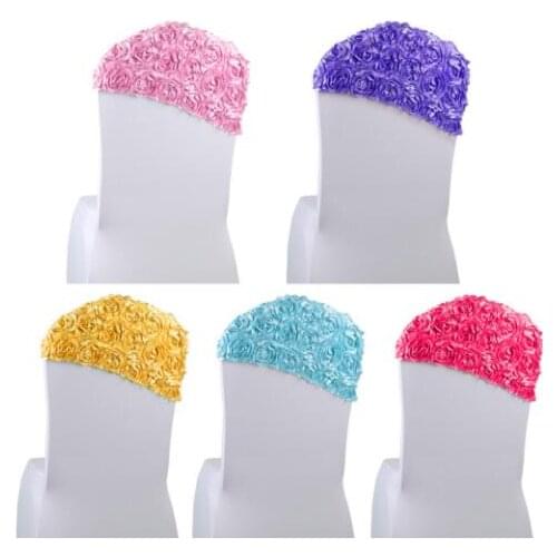 10PCS/lot Roses Chair Cap Spandex Rosette Chair Hat Colorful Simple Chair Cover for Wedding Banquet Party Decoration