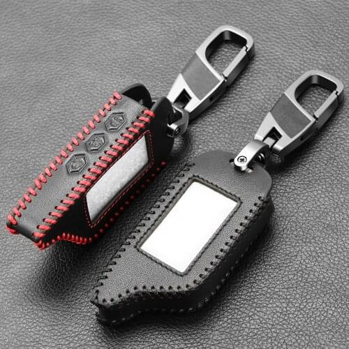 Genuine Leather B9 B6 LCD Body Cover Case 2 Way Car Alarm For Starline B9 B91 B6 B61 A91 A61 V7 Remote Key Chain