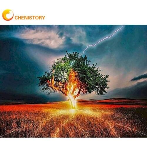 CHENISTORY Diamond Embroidery Landscape Tree Full Square Drill 5D Diamond Painting Flower Picture Rhinestone Mosaic Home Decor