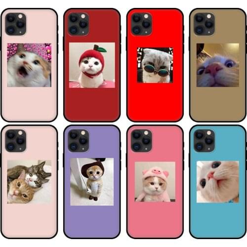 Black tpu case for iphone 5 5s se 6 6s 7 8 plus x 10 cover for iphone XR XS 11 pro MAX case funy cute lovely cat kitty meow pet