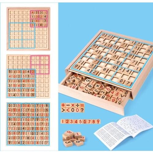 Wood Sudoku Board Puzzle Parent-Child Desktop Game Math Educational Toy Gift Math Educational Toy