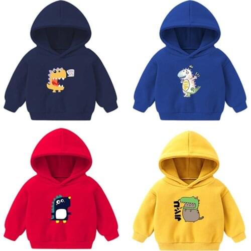 Dinosaur Kids Casual Hoodies Cotton Long Sleeve 2021 New Baby Boy Girl Sweatshirt Clothes Hooded Childrens Clothing 1-5 Years