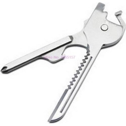 By dhl or ems 200pcs new 6 in 1 Pocket Utility Key Tool Set Key Ring Multitool for Auto Camping Hardware Polished