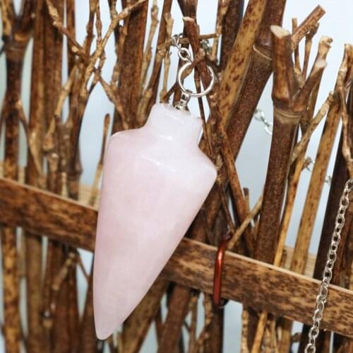 Elegant 18*40mm rose crystal stone waterdrop pendant pyramid reiki pendulum healing chakra amulet European jewelry B1840