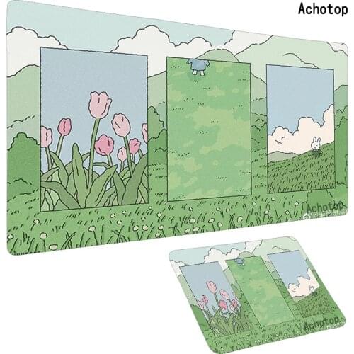 800x300MM Green Plant Anime Mouse Pad Landscape Mat Big XL Sexy Gamer Gaming Playmat Large Customized Desk Keyboard Mousepad XXL