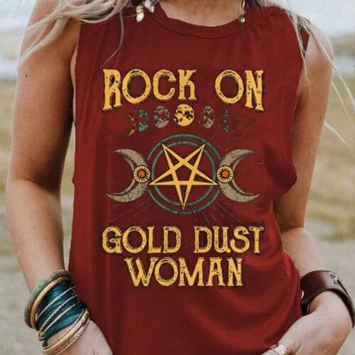 Summer Rock on Gold Dust Woman Shirt Vintage Goddess Sleeveless Shirts Stevie Nicks T-Shirts Full Figured Tee Shirt Y2k Top