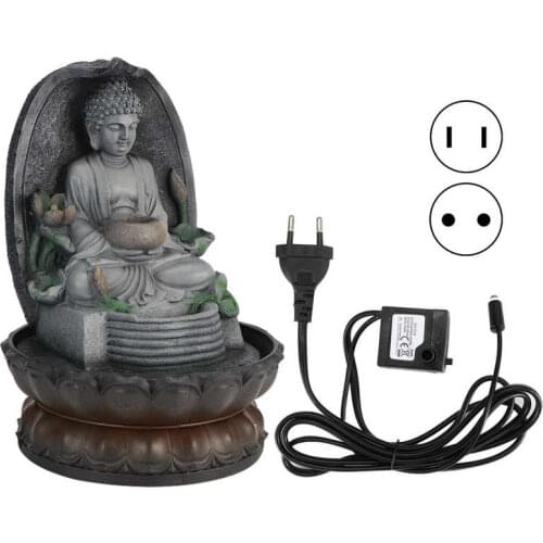 Miniature Figurines Unique LED Buddha Water Fountain Ornament Resin Art Crafts for Desktop Tea Room Decoration Feng Shui