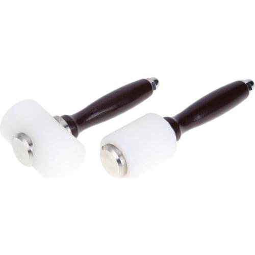 Leather Carving Hammer Printing Tool 3 Types DIY Craft Cowhide Punch Cutting Sew Nylon Hammer Tool Kit with Wood Handle