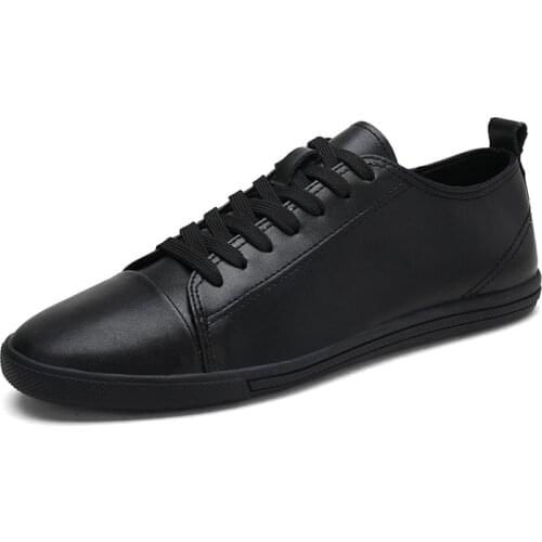 Mens Casual Genuine Leather Shoes Light Breathable Male Flat Sneakers Fashion Non-slip Soft Youth Minimalist Vulcanize Footwear