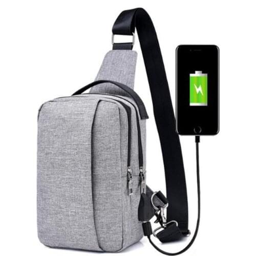 Mens Shoulder Bags USB Charging Crossbody Bags Male Anti Theft Chest Bag Casual High Quality Travel Messengers Bag 2021