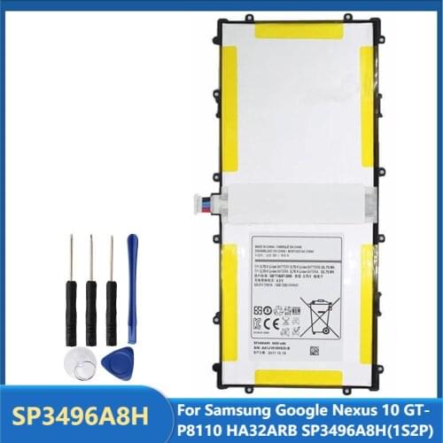 Original Tablet Battery SP3496A8H For Samsung Google Nexus 10 GT-P8110 HA32ARB SP3496A8H(1S2P) Replacement Batteries 7300mAh