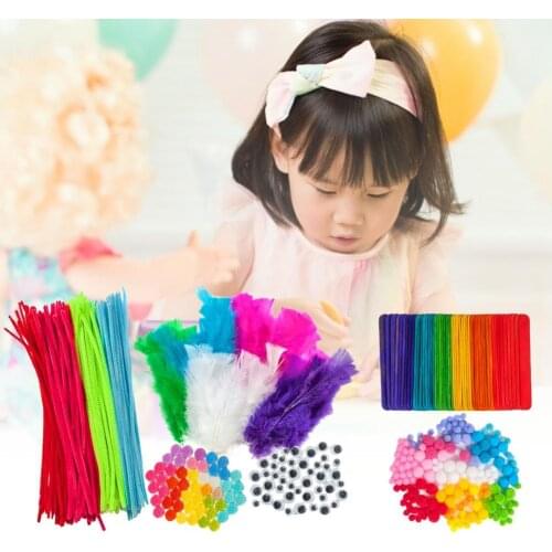 1 Set Plush Stick Craft Toy Cute Funny Paper Cutting Googly Eye DIY Toy Kids Educational Toys for Children Gifts