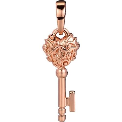 Fits for Pandora Charms Bracelets Regal Key Rose Beads 100% 925 Sterling Silver Jewelry Free Shipping