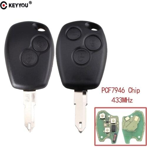 KEYYOU 3 Buttons Remote Car Key 433MHz For Renault Kangoo Megane Modus Clio Logan Sandero Duster With PCF7946 Chip NE73 Blade