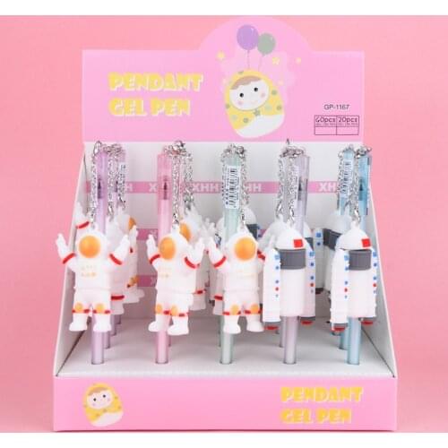 20 pcs/lot Spaceman Rocket Pendant Gel Pen Cute 0.5mm Black ink Signature Pens Promotional Gift Stationery School Supplies