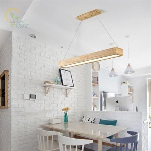 Nordic Led Pendant Lights Wooden Dining Light With Wood Lampshade Lustres Modern Adjustable Hanging Lamps Suspension Lighting