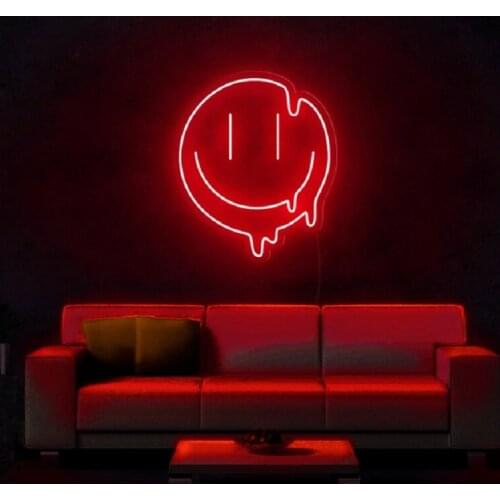 Custom Melting Smile Led Flex Transparent Neon Sign Light Wall Hanging Decoration for Child Home Bedroom Party Gift Bar Shop